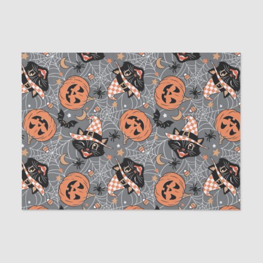  Halloween katten en pompoenen Tissuepapier (Voorkant)