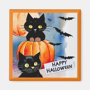 Halloween katten en vleermuizen magneet