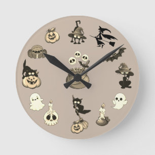 Halloween Katten Grappige Feest Ronde Klok