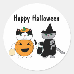 Halloween Katten in Kostuums Ronde Sticker