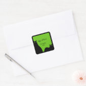 Halloween Katten Ogen Silhouet Zwart Groen Modern Vierkante Sticker (Envelop)