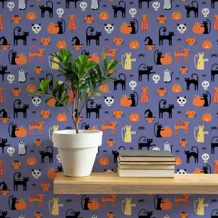 Halloween Katten Patroon Behang