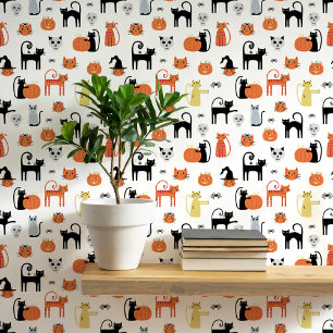 Halloween Katten Patroon Behang