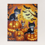 Halloween katten puzzel legpuzzel (Verticaal)