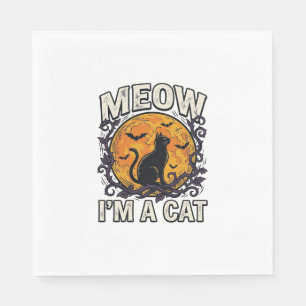 Halloween Katten T-shirt Meow Ik Ben Een Kat Vinta Servet