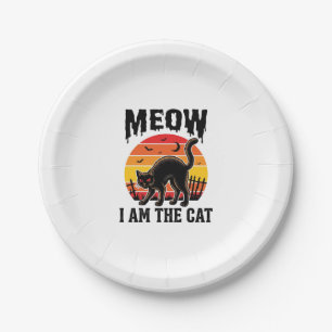 Halloween Katten T-shirt Meow Vintage Zwarte Kat O Papieren Bordje
