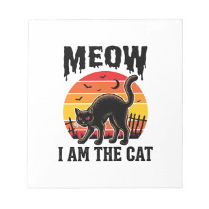 Halloween Katten T-shirt Miauw Vintage Zwarte Kat Notitieblok