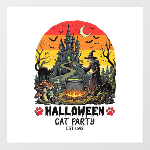 Halloween Kattenfeest Heks Ketel Zwarte Katten Jag Raamsticker