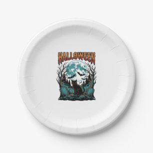 Halloween Kattenkerkhof Vintage Gravure Shirt_1 Papieren Bordje