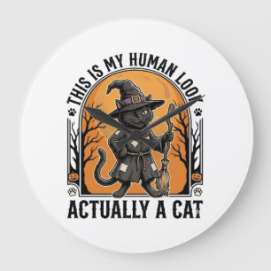 Halloween kattenkostuum Funny Vintage Heksenkat Sh Grote Klok
