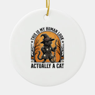 Halloween kattenkostuum grappige vintage heks kat keramisch ornament