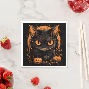 Halloween kattenpompoenen servet