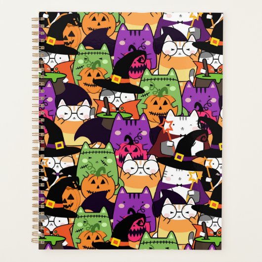 Halloween Kawaii kattenpatroon Planner (Voorkant)