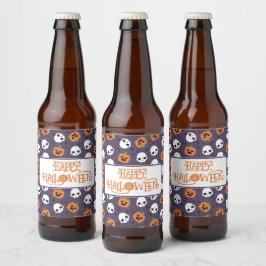Halloween kawaii patroon bier etiket