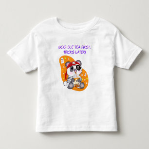 Halloween Kawaii Piraat Panda die Boba Thee Drinkt Kinder Shirts