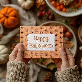 Halloween Kawaii Pumpkins Patroon Feestdagenkaart