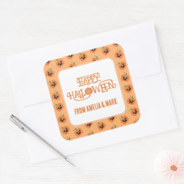 Halloween Kawaii Pumpkins Patroon Vierkante Sticker