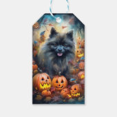 Halloween Keeshond met Pumpkins Scary Cadeaulabel (Voorkant)