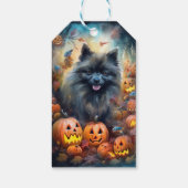 Halloween Keeshond met Pumpkins Scary Cadeaulabel (Achterkant)