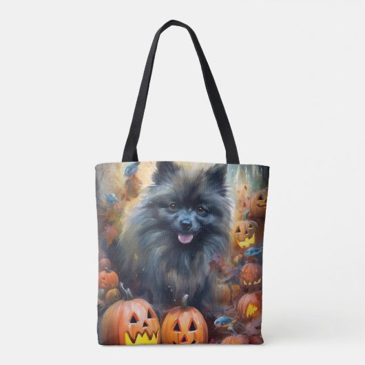 Halloween Keeshond met Pumpkins Scary Draagtas (Achterkant)