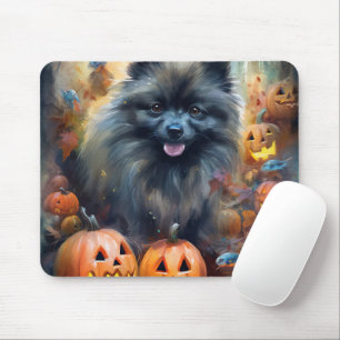 Halloween Keeshond met Pumpkins Scary Muismat