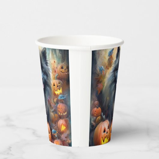 Halloween Keeshond met Pumpkins Scary Papieren Bekers (Rechts)
