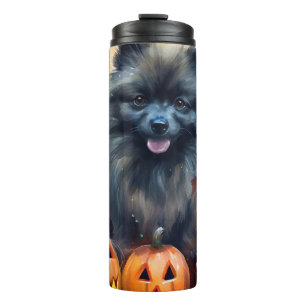 Halloween Keeshond met Pumpkins Scary Thermosbeker