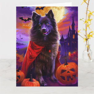 Halloween Keeshond Vampier Pompoenen Griezelen Kaart