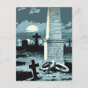 Halloween, kerkhof met graven Briefkaart