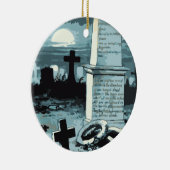 Halloween, kerkhof met graven Keramisch Ornament (Rechts)