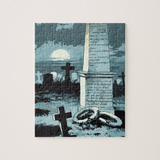  Halloween, kerkhof met graven Legpuzzel (Verticaal)