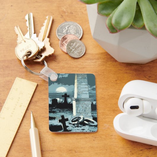  Halloween, kerkhof met graven Sleutelhanger (Bureau)