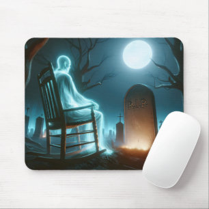 Halloween Kerkhof Met Man Geest Muismat
