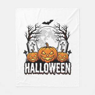 Halloween Kerkhof Pompoen Vintage Gravure Ontwerp Fleece Deken
