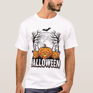 Halloween Kerkhof Pompoen Vintage Gravure Ontwerp T-shirt