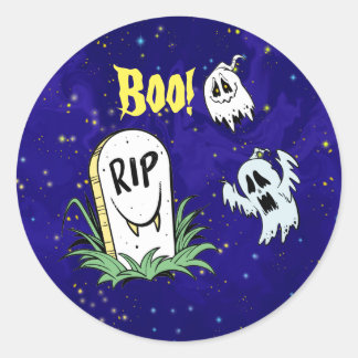 Halloween kerkhof RIP-tombe aanpasbaar Ronde Sticker