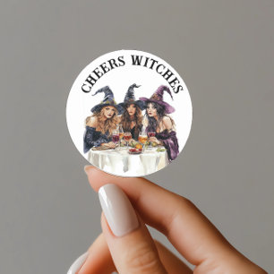 Halloween Kerst Heksen Meiden Nacht Uit Ronde Sticker