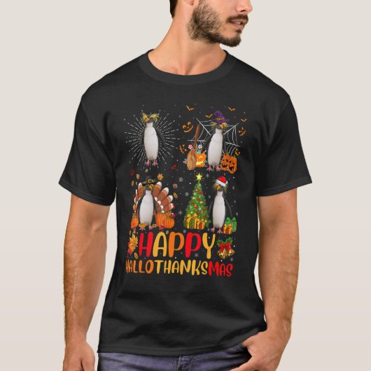 Halloween-kerstkeizer Penguin Bird Halothan T-shirt (Voorkant)