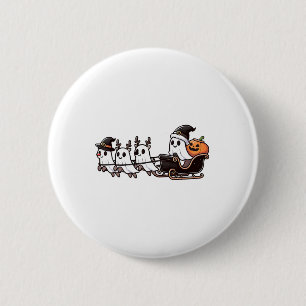 Halloween Kerstman's Rendier Ghost Happy G Ronde Button 5,7 Cm