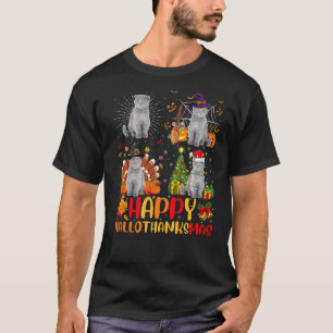 Halloween Kerstmis Schotse Fold Kat Hallothanks T-shirt