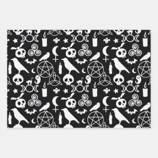 Halloween KerstWitchy Occult Gothic Pattern Inpakpapier Vel