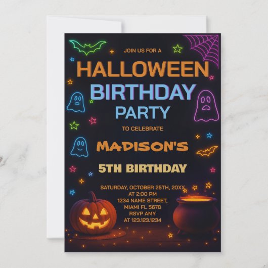 Halloween Kids Birthday Invitation Kaart (Voorkant)