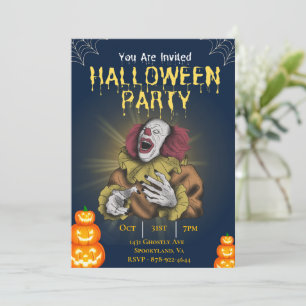 Halloween Killer Clown Invitation Kaart