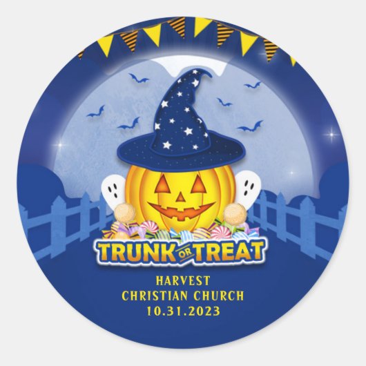 Halloween Kind Trunk of Treat Pumpkin Ronde Sticker (Voorkant)
