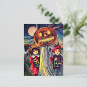 Halloween kinder en pompoen briefkaart (Staand voorkant)