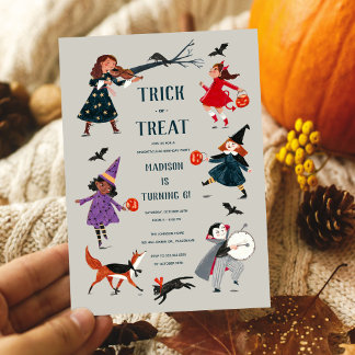 Halloween kinder kostuum feestuitnodiging feestdagenkaart