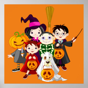 Halloween kinderen bedriegen of behandelen poster