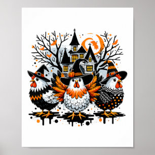 Halloween kippen boer kip meisje poster
