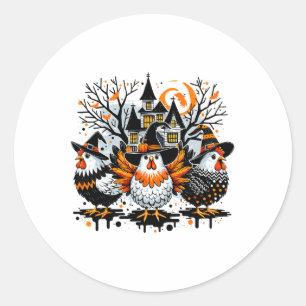 Halloween kippen boer kip meisje ronde sticker