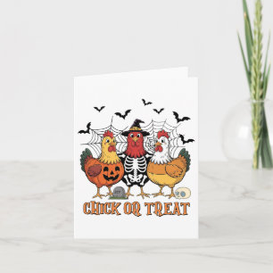Halloween kippenskelet kuiken of behandelen spooky kaart